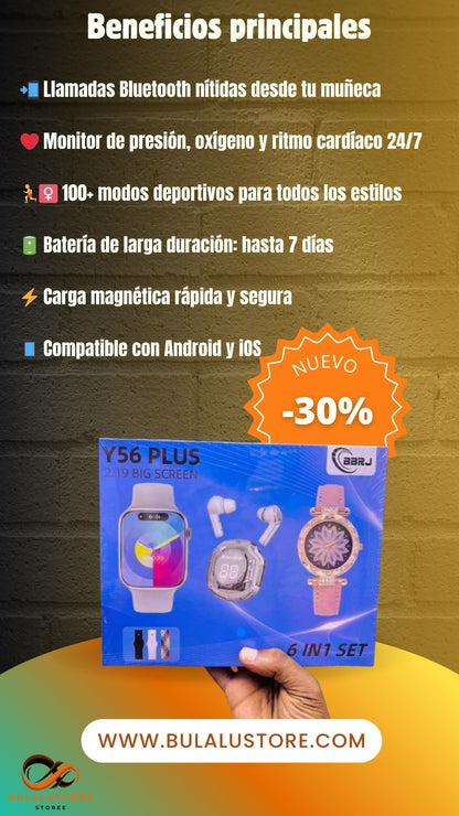 SMARTWATCH 6 EN 1 Y56 PLUS Llamadas, Salud, Deporte y Estilo